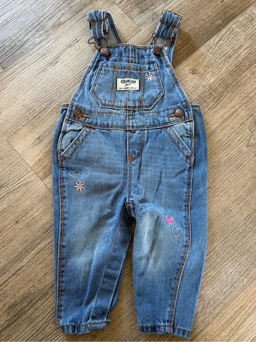 OshKosh B'gosh Embroidered Denim Overalls - 6m